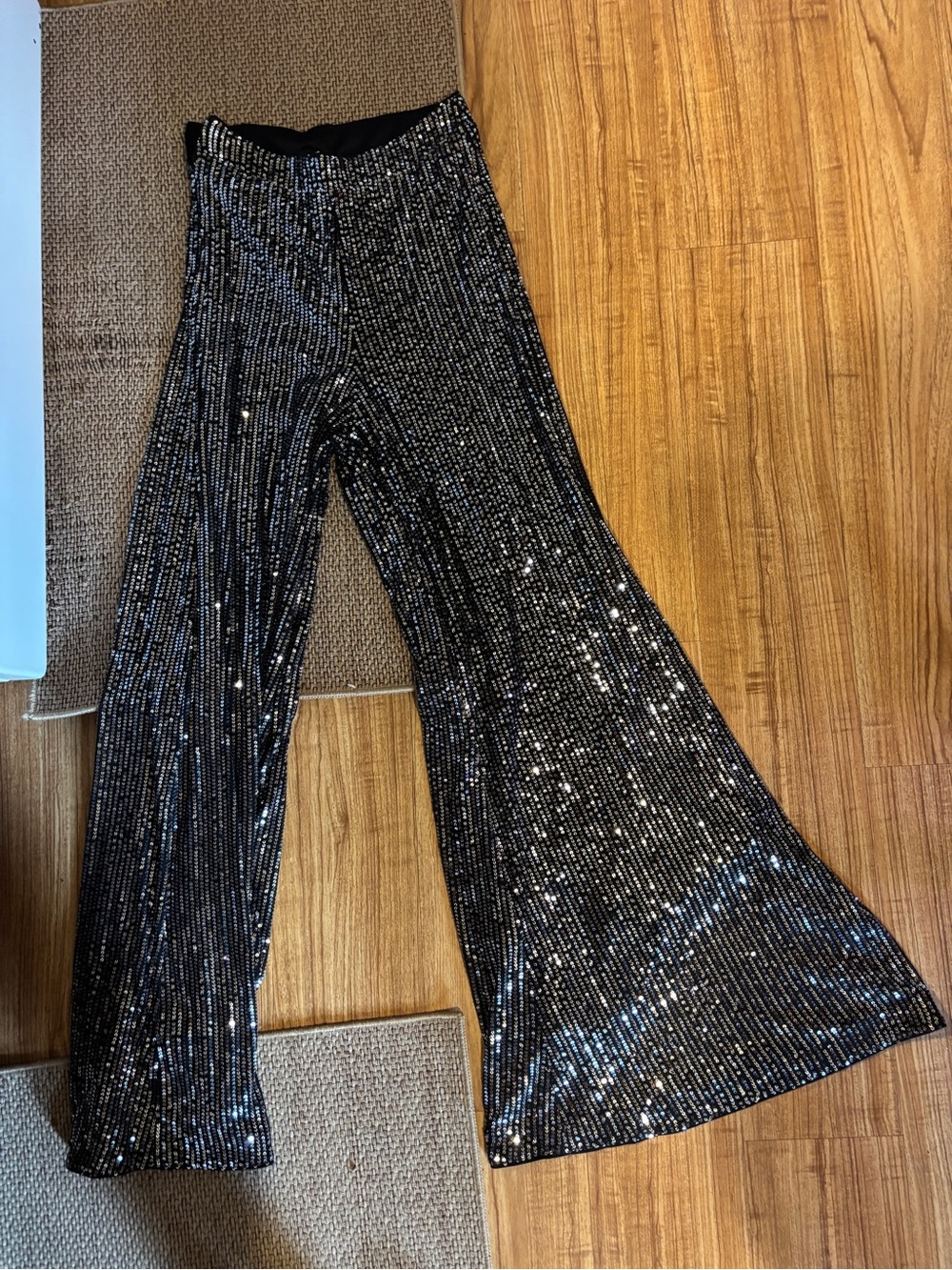 Altar'd State Black Sequin Wide-Leg Pants
